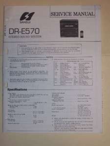 Sansui Service Manual~DR E570 Stereo Sound System~Original  
