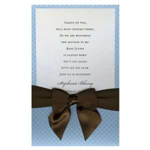  Sun Kissed Blue Stars with Brown Bow Pocket Invitations 