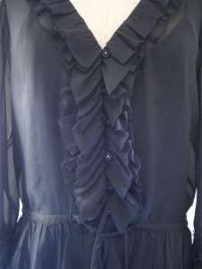 ROMANTIC CHIC*** REBECCA TAYLOR Ruffled BLACK Blouse TOP  on 