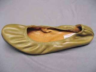 Khaki Leather Lanvin Ballerinas Scrunch Flats 39 NIB  