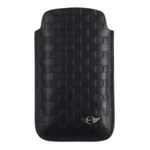  MINI Black Leather Checkered Leather Sleeve Pouch Pocket 