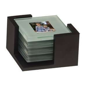  GLASS PHOTO COASTERS 4 PIECES WITH STAND 