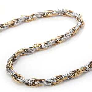 Impressive Stainless Steel Mens Necklace 21 Inches Chain (Silver Gold 