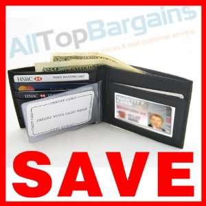  Wallet RFID Bi Fold Black Leather Blocking Data Safe 