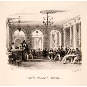 1859 Steel Engraving Cafe Palais Royal Palace Paris Historic Image T 