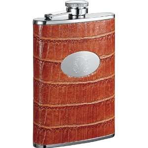  Visol Chouette Brown Leatherette 8oz Flask   Free 