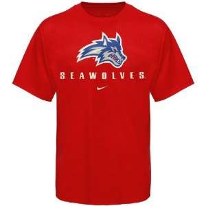   Nike Stony Brook Seawolves Red Basic Logo T shirt