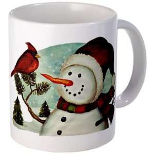  Mug (Coffee Drink Cup) Christmas Snowman Wearing Scarf 
