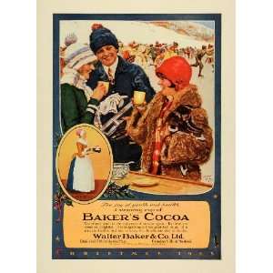  1925 Ad Bakers Cocoa Christmas Ice Skating Skates Hot 