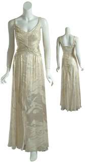 Stunning CHETTA B Metallic Silk Gown Dress $600 14 NEW  