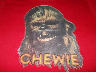 vintage 80S STAR WARS CHEWBACCA CHEWIE GLITTER IRON ON t shirt YOUTH 