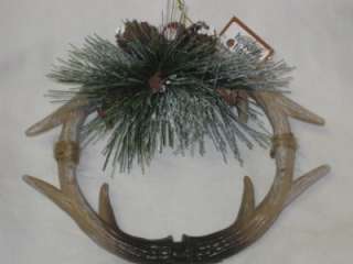 NEW Small Deer Antler Holiday Christmas Wreath With Pine Cones 