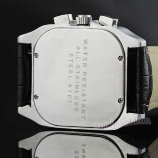 Mens Automatic Square Wrist Watch White Steel 3 Dials Mutifunction 