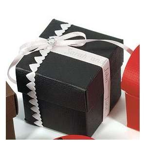  Black Favor Boxes   Seta Nero   Wedding   Square Box with 