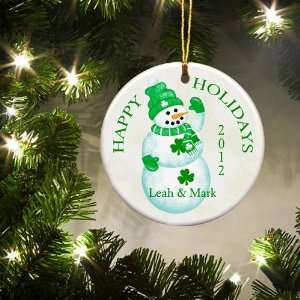   Personalized Irish Ornaments   Lucky Snowman Ornament