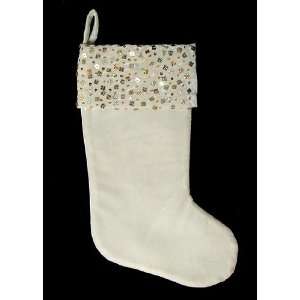   Christmas Stocking with Gold Sequined Mosaic Cuff