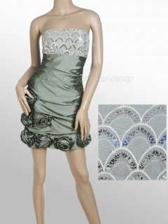   Ruffles Greyish green Sequins Flower Short Club Dress 03186GY  