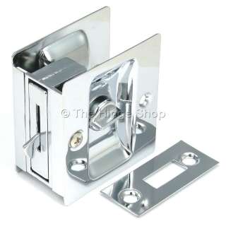 Polished Chrome POCKET SLIDING DOOR PRIVACY LOCK handle pull w 