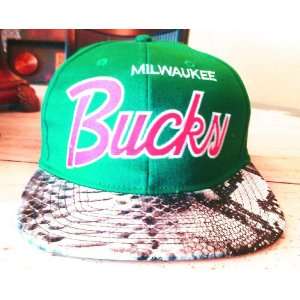RSVP Snakeskin Milwaukee Bucks Snapback Strapback Hat Cap  