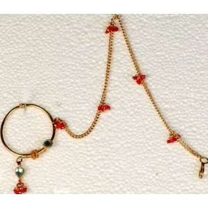   and Rubies (Nose Chain)   Copper Alloy with Cut Glass 