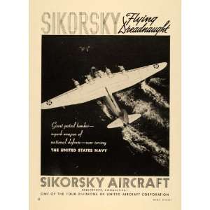 1938 Ad Sikorsky Flying Dreadnought Aircraft U.S. Navy   Original 