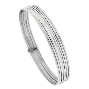  Sterling Silver square wire Seminaries Bangle Bracelet 10 