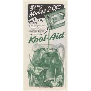 1953 Green Kool Aid 5 Cent Package Makes 2 Quarts Perkins Products Co 