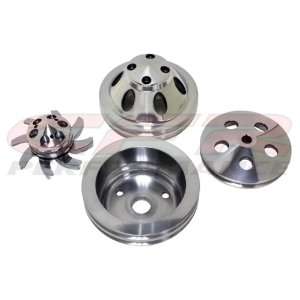  CHEVY SMALL BLOCK COMPLETE PULLEY SET (LWP)   POLISHED 