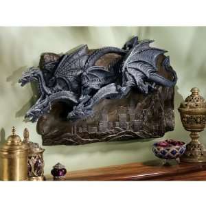  30w Classic Gothic Medieval Winged Dragons Parade Wall 