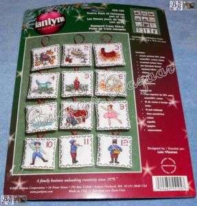   12 Twelve Days of Christmas Stamped Cross Stitch Ornaments Kit  