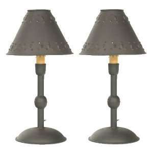   Table Lamp with Tin Punched Slits Shade, Set of 2