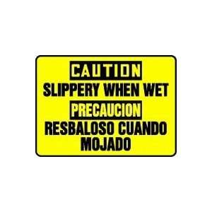  SLIPPERY WHEN WET (BILINGUAL) Sign   10 x 14 .040 