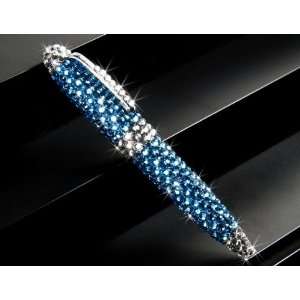  Hand Make Blue Color Bright Crystal Rollerball Pen Office 
