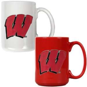  Wisconsin 2 Piece Coffee Mug Set (Team Colors) Sports 