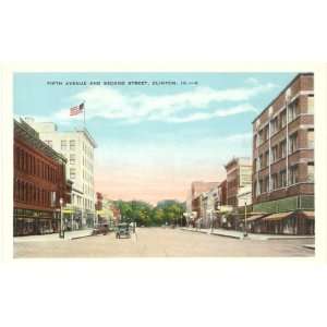   Postcard Fifth Avenue and Second Street Clinton Iowa 