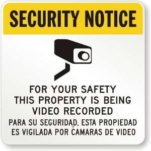   Vigilada Por Camaras De Video (with Graphic) Aluminum Sign, 24 x 24