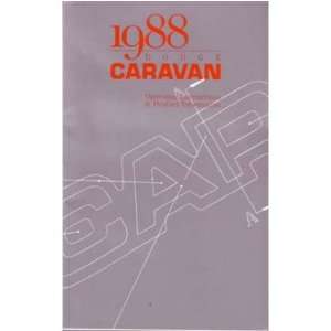  1988 DODGE CARAVAN MINIVAN Owners Manual User Guide 