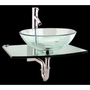 Glass Sinks Clear Glass/Stainless, Halo Wall Mount Mini Vessel 20 1/2 