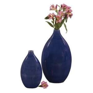  12 and 18 Tall Vase Cobalt Blue Glaze (Set of 2)