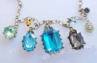 HOT Fashion Baroco Style Cute Big Blue Rhinestone Necklace  