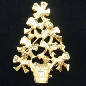 Christmas Xmas Tree Brooch Pin Vintage Avon Bows Book Piece  