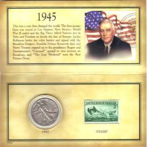   Walking Liberty Stamp & Half Dollar Coin Collection 