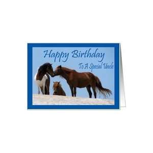  Birthday To Uncle, wild horses on beach Card Health 