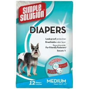  Simple Solution Disposable Diapers, Medium, 12 Count Pet 