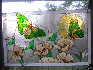 faux stained glass butterfly/magnolia window cling  