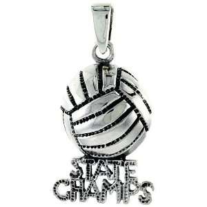  925 Sterling Silver State Champs Volleyball Pendant (w/ 18 