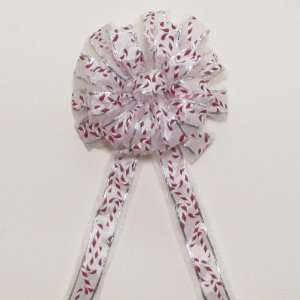  Bow, Candy Cane Print with Silver Trim, 12 Diameter with 36 Ribbon 