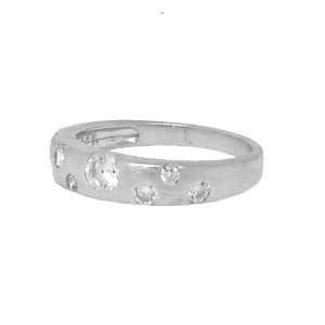  Sterling Silver 925 Clear CZ Rhodium Plated Ring, 6 