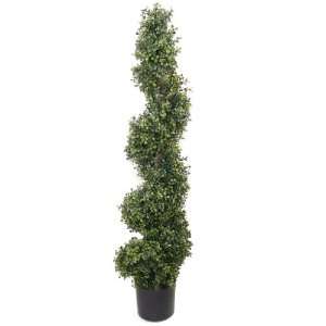  5 Ft Artificial Silk Boxwood Spiral Topiary In pot