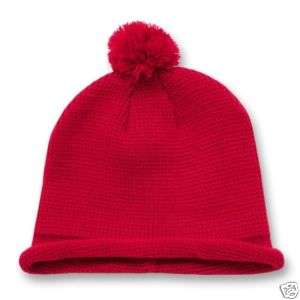RED ROLL UP SHORT BEANIE SKI CAP SKULL CAPS HAT HATS  